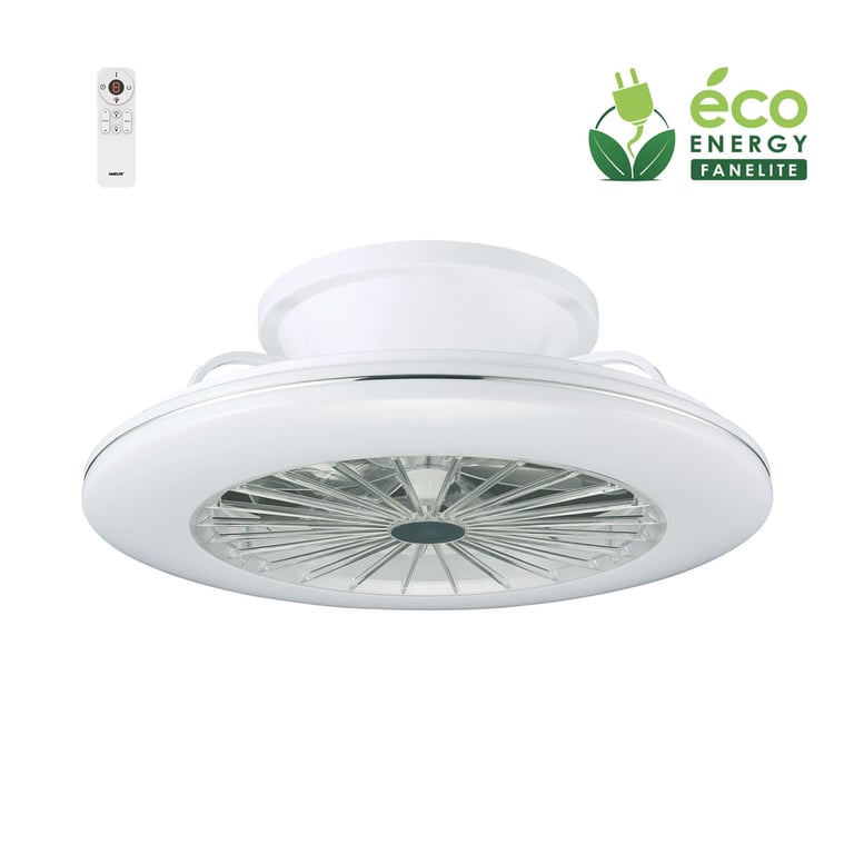 Fanelite Ventilateur de plafond 38 cm EXUMA Moteur DC Lumière LED dimmable 3 couleurs Télécommande 7 pales Très silencieux Neuf