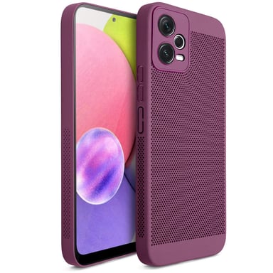Moozy VentiGuard Coque de téléphone pour Xiaomi Redmi Note 12 Pro 5G, Violet – Housse respirante avec motif perforé pour la circulation de l'air, ventilation, anti-surchauffe