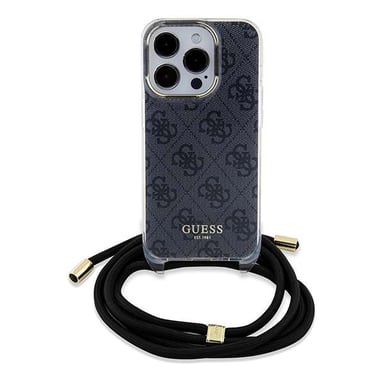 Custodia Guess per iPhone 15 Pro Max 6,7'' nero Custodia rigida Crossbody Cord 4G Print