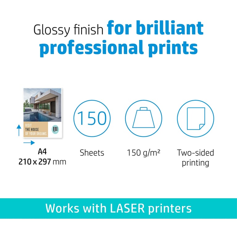 Papier photo HP Professional 150 GSM 150 feuilles A4 compatible avec imprimantes laser - vue 4
