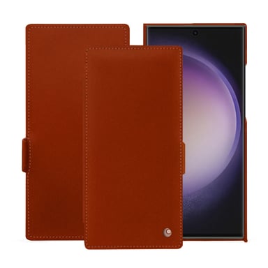 Housse cuir Samsung Galaxy S24 Ultra -  - Orange - Cuir vegan