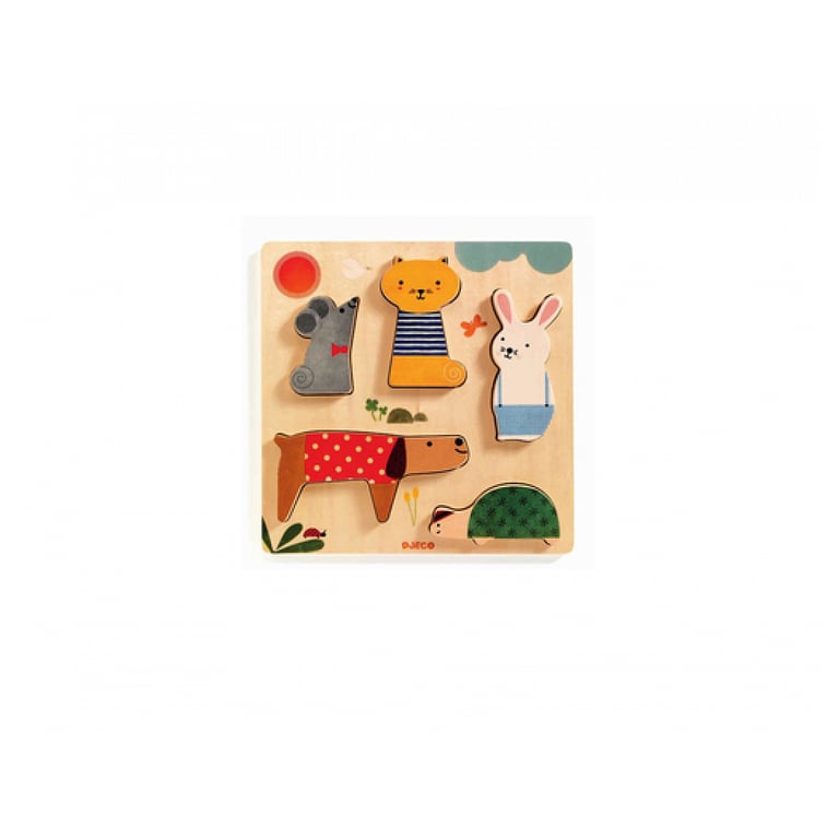 Puzzle en Bois WoodyPets : Apprenez en Jouant avec des Animaux Domestiques Neuf