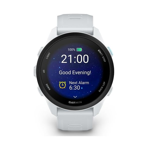 Garmin Forerunner 70 GPS Montre de sport AMOLED 1,2  Moniteur fréquence cardiaque Notifications 5 ATM Blanc 42,6 mm - Neuf