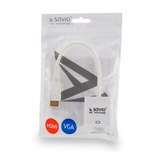 Savio CL-27B adaptador de cable de vídeo 0,1 m HDMI tipo A (Estándar) VGA (D-Sub) Blanco