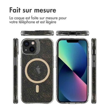 imoshion Coque arrière transparente Pailletée avec MagSafe pour Apple iPhone 13 - Doré