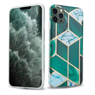Coque pour Apple iPhone 12 PRO MAX en Marbre Or Blanc Vert Foncé No. 6 Housse de protection Étui en silicone TPU avec motif mosaïque