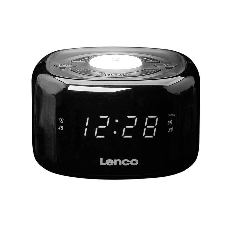Lenco Radio-réveil Cr-12bk Fm Noir Veilleuse Led 0,6" Double Alarme Rappel