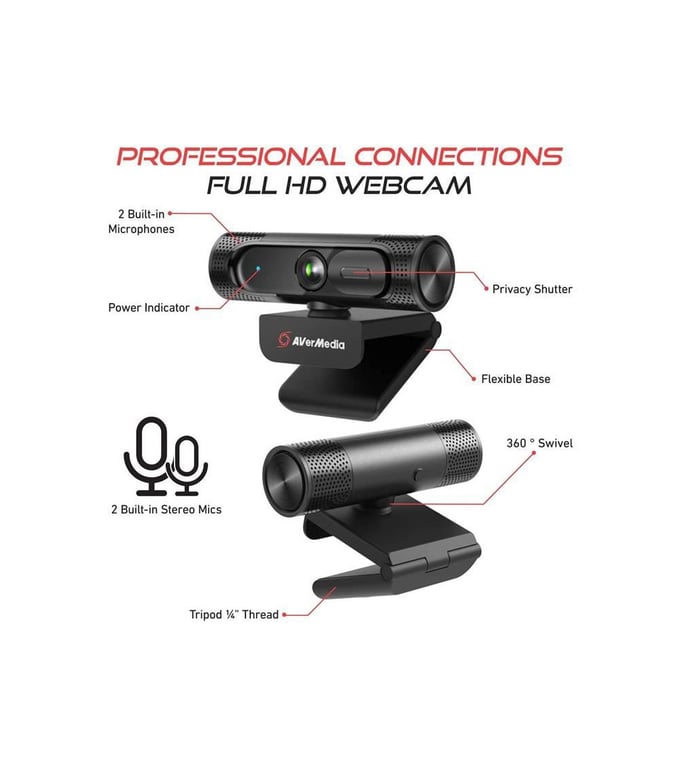 AVerMedia PW315 webcam 2 MP 1920 x 1080 pixels USB Noir