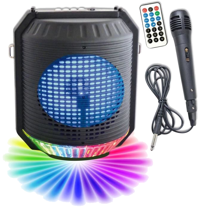 INOVALLEY HP74BTH - Enceinte lumineuse karaoké Bluetooth 20W - Lumiere LED multicolore - Port USB, R