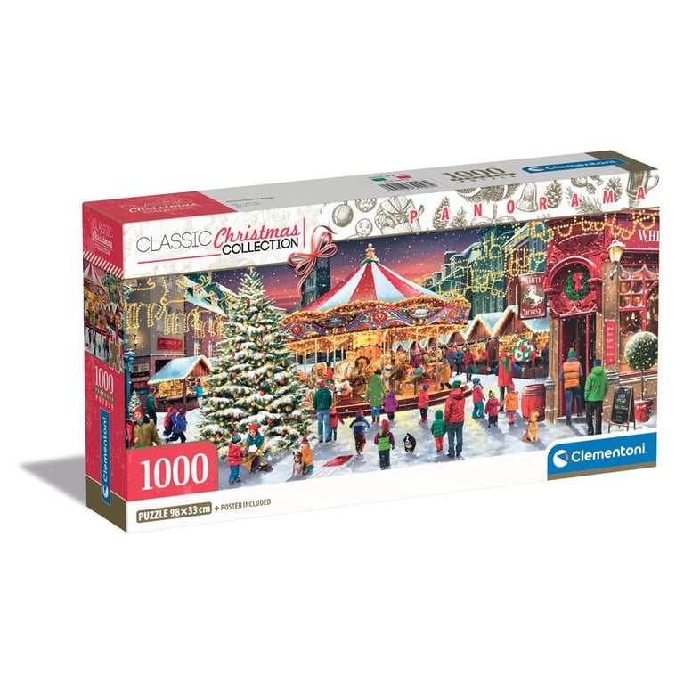 Puzzle 1000 pièces panoramique : Le Village de noël Clementoni Puzzles