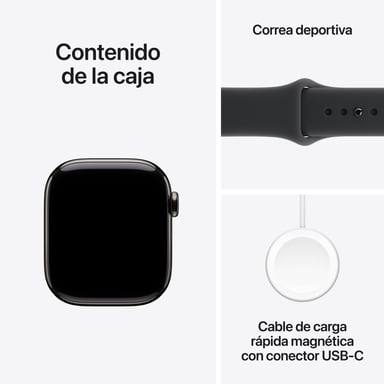 Watch Series 11 (2025) GPS + Cellulaire - Boitier de 42mm en Titane Noir avec bracelet sport, Noir - S/M
