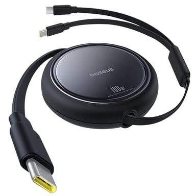 Câble Rétractable 2x USB-C 100W Charge Rapide et Transfert de données Noir