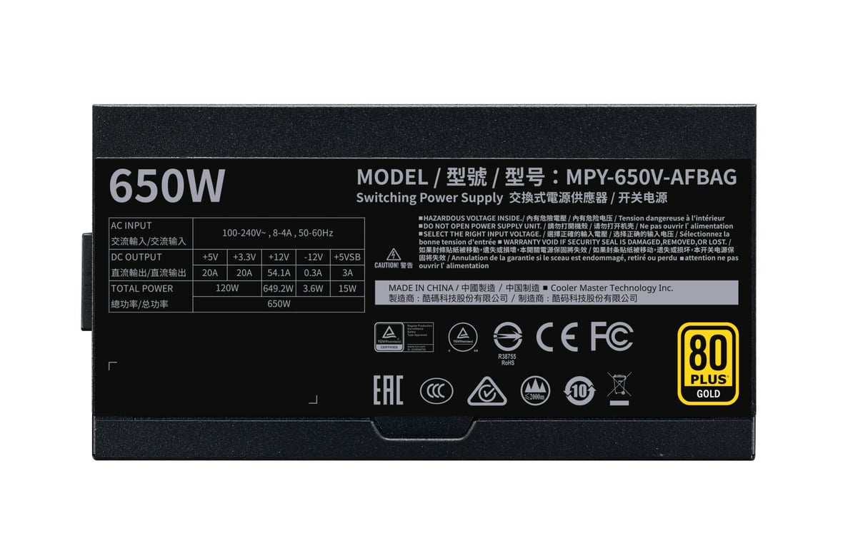 Cooler Master V650 V2 Alimentation entièrement modulaire 650 W 80+ Gold - Neuf