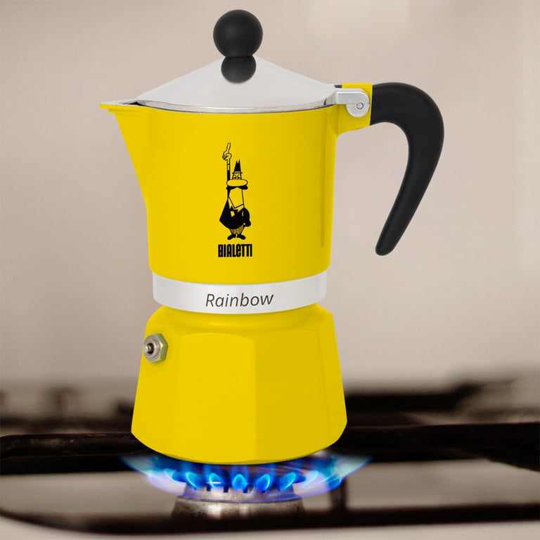 Bialetti Rainbow Cafetière à moka Noir, Jaune - Neuf