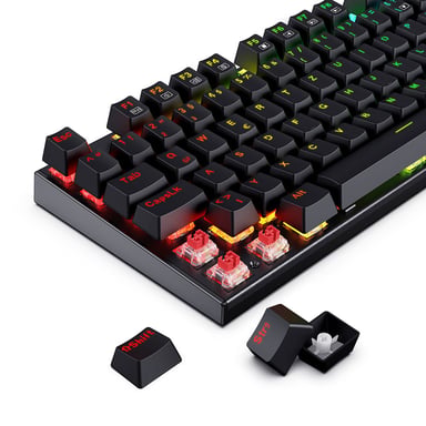 Redragon Teclado Mecánico 105 Teclas K565-RGB Retroiluminación RGB Alemán Base Aluminio Switch Rojo - Negro