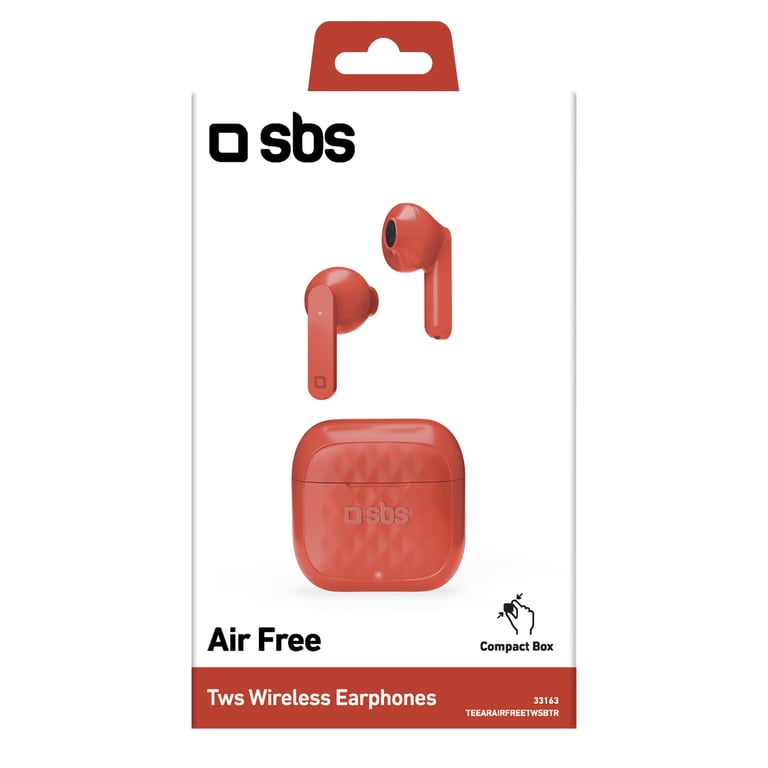 SBS TWS Air Free Écouteurs True Wireless Stereo (TWS) Ecouteurs Appels/Musique Socle de chargement Rouge