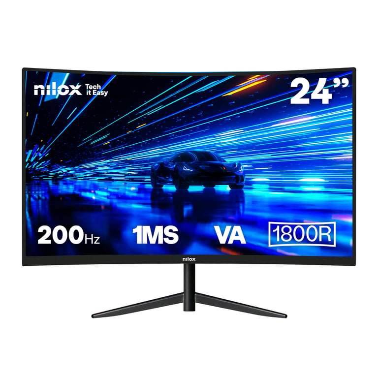 Écran Nilox NXM24CRV2001 24 Full HD VA 200Hz 1ms HDMI DisplayPort VESA 75x75 Neuf