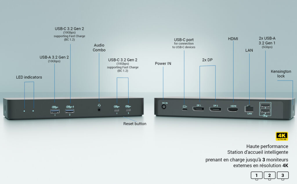 i tec USB C Intelligent Triple Display Docking Station + Power Delivery - vue 3