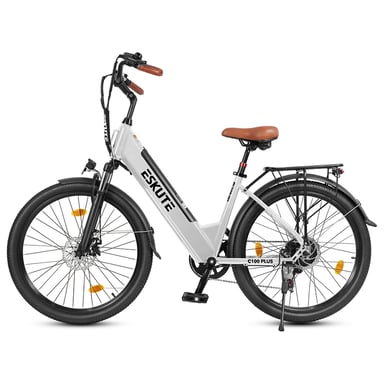 Bicicleta eléctrica ESKUTE C100 plus, 250W, 36V 13Ah, 26 pulgadas, blanca.