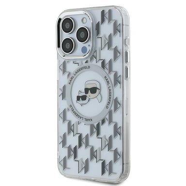 Custodia Karl Lagerfeld per iPhone 15 Pro Max 6,7'' Custodia rigida trasparente IML Monogram Karl&Choupette Head MagSafe