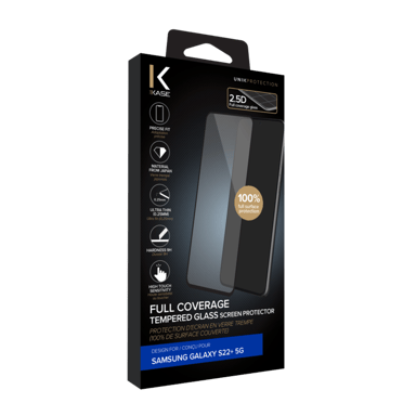 Pellicola protettiva in vetro temperato (100% di copertura della superficie) per Samsung Galaxy S22+ 5G, Nero