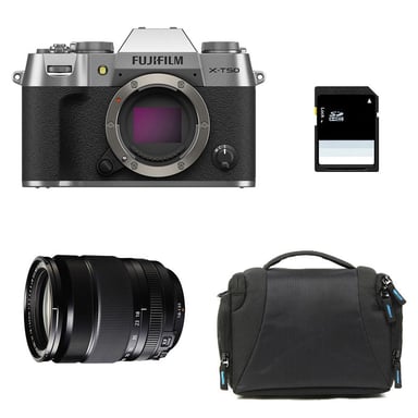 FUJIFILM X-T50 Silver + 18-135 + Sac + Carte SD 8 Go