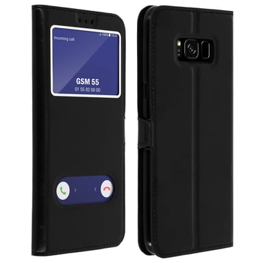 Funda Samsung Galaxy S8 Plus libro con doble ventana Carcasa de silicona – Negro