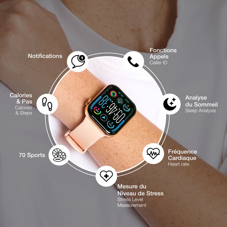 Montre connectée Square Or Rose Bigben - Neuf