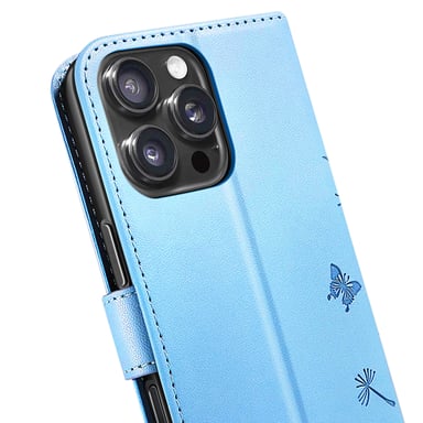 Custodia a portafoglio per iPhone 16 Pro Max Premium Design Fiori Farfalla
