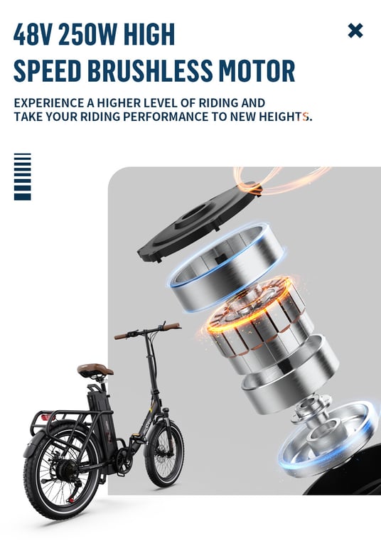 Vélo électrique Onesport OT16 pliable 48V 17AH pneus larges 20*3.0 25 kmh déplacements urbains nouveaux modèles 2025 Neuf - vue 2