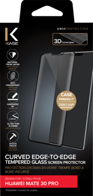 Protection d'écran en verre trempé Bord à Bord Incurvé pour Huawei Mate 30 Pro, Noir
