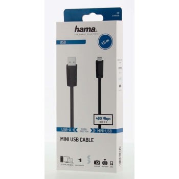 Cable mini-USB, USB 2.0, 480 Mbit/s, 1,50 m