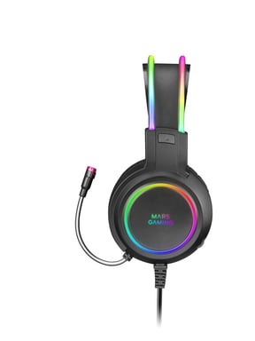Mars Gaming MHRGB, Auriculares Chroma RGB Flow, Micrófono Profesional, Sonido Espacial, Negro