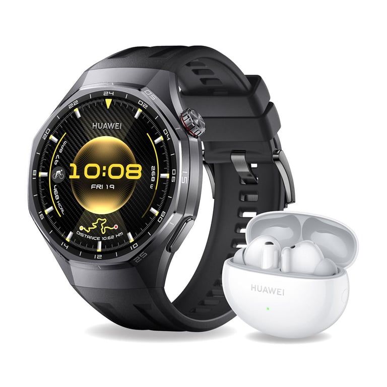 Pack Montre connectée Huawei Watch GT6 Pro 46 mm Bluetooth avec bracelet fluoroélastomère + Ecouteurs FreeBuds 6i - vue 4