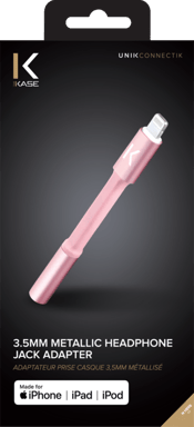 Adattatore per cuffie metallico da Lightning a 3,5 mm certificato Apple MFi, oro rosa