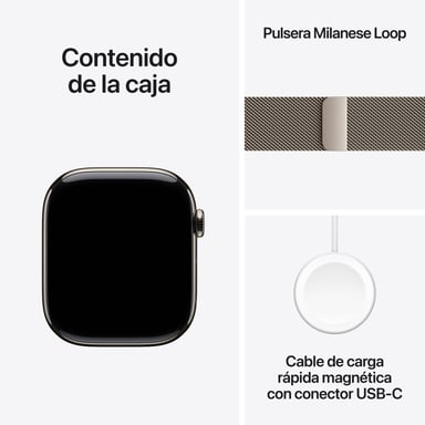 Apple Watch Series 11 GPS + Cellular 46mm Boitier en Titane Naturel avec Natural Milanese Loop - S/M