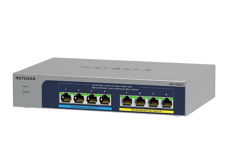 NETGEAR MS108UP Non-géré 2.5G Ethernet (100/1000/2500) Connexion Ethernet, supportant l'alimentation via ce port (PoE) - Neuf