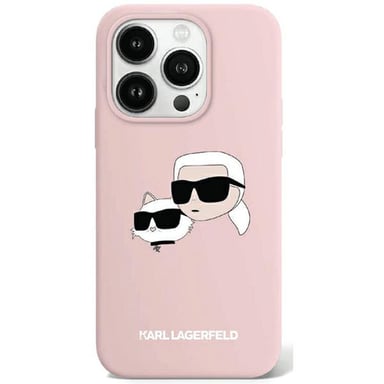 Funda Karl Lagerfeld para iPhone 15 Pro Max 6.7'' rosa funda rígida Silicona Karl & Choupette MagSafe