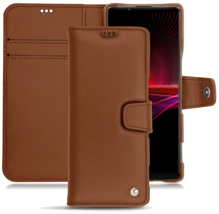 Housse cuir Sony Xperia 1 III - Rabat horizontal portefeuille - Marron ( Nappa - Pantone #8B4720 ) -