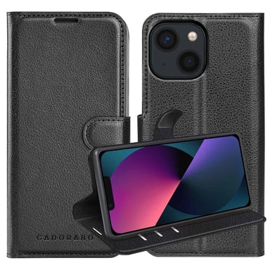 Coque pour Apple iPhone 13 MINI en NOIR DE JAIS Housse de protection Étui avec fermeture magnétique, fonction de support et compartiment pour carte