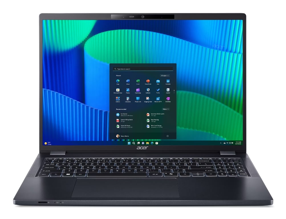 Acer TravelMate P4 TMP416-53-TCO Intel Core Ultra 7 155U Ordinateur portable 40,6 cm (16 ) WUXGA 16 Go DDR5-SDRAM 1 To SSD Wi-Fi 6E (802.11ax) Windows 11 Pro Bleu - Neuf