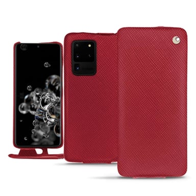 Housse cuir Samsung Galaxy S20 Ultra 5G -  - Rouge - Cuir saffiano