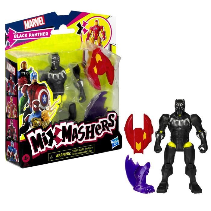 MixMashers Black Panther, figurine 12 cm personnalisable a mélanger et combiner avec accessoires, Marvel, des 4 ans - Neuf