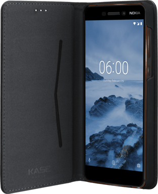Coque clapet folio avec fente pour cartes & support pour Nokia 6 (2018), Noir