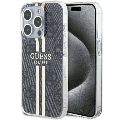 Custodia Guess per iPhone 15 Pro 6.1'' nero Custodia rigida IML 4G Gold Stripe