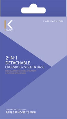 Coque détachable 2-en-1 en bandoulière pour Apple iPhone 12 mini, Violet Lilas