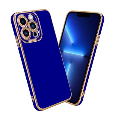Coque pour Apple iPhone 13 PRO en Glossy Bleu - Or Rose Housse de protection Étui en silicone TPU flexible et avec protection pour appareil photo