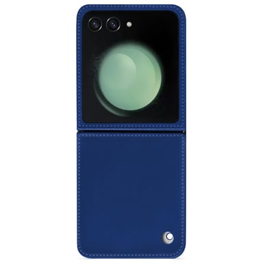Coque cuir Samsung Galaxy Z Flip5 - Seconde peau - Bleu - Cuir lisse