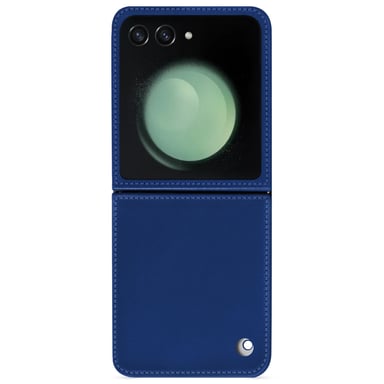 Coque cuir Samsung Galaxy Z Flip5 -  - Bleu - Cuir lisse