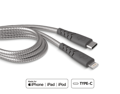 Cavo di ricarica e sincronizzazione da Lightning MFi a USB-C 3A ultra-rinforzato 1,2 m